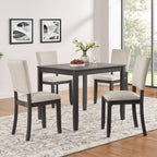 Modern 4 Person Dining Table Set with 4 Chairs, Dining Table Set for 4 People, 5-piece Wooden Dining Table Set for Living Room, Kitchen and Dining Room, Antique Black + Beige Dining Table Set
