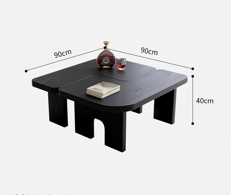 Modern Black Wooden Nesting Coffee Table Set, 70.86' Extendable Splicing Center Table for Living Room, Space - Saving Accent Furniture with Smooth Surface Coffee Table