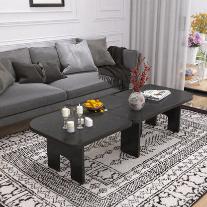 Modern Black Wooden Nesting Coffee Table Set, 70.86' Extendable Splicing Center Table for Living Room, Space - Saving Accent Furniture with Smooth Surface Coffee Table