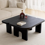 Modern Black Wooden Nesting Coffee Table Set, 70.86' Extendable Splicing Center Table for Living Room, Space - Saving Accent Furniture with Smooth Surface Coffee Table