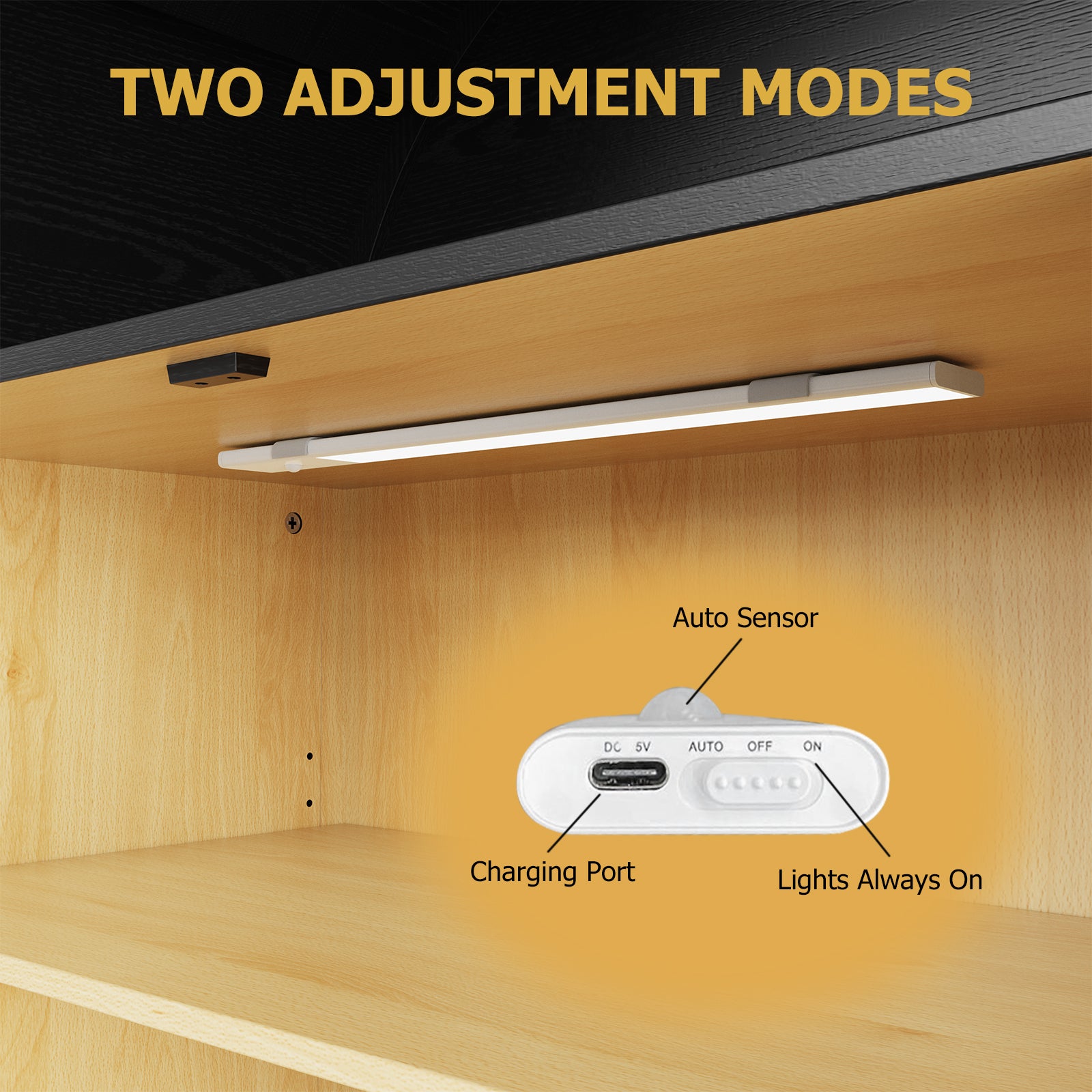 Modern Farmhouse Arched Cabinet with Glass Doors,72' Tall Auto Sensor Light Arch Storage Cabinet with Height Adjustable Shelf and 2 Drawers Display Bookshelf in Black Oak Wood Grain Bookshelf