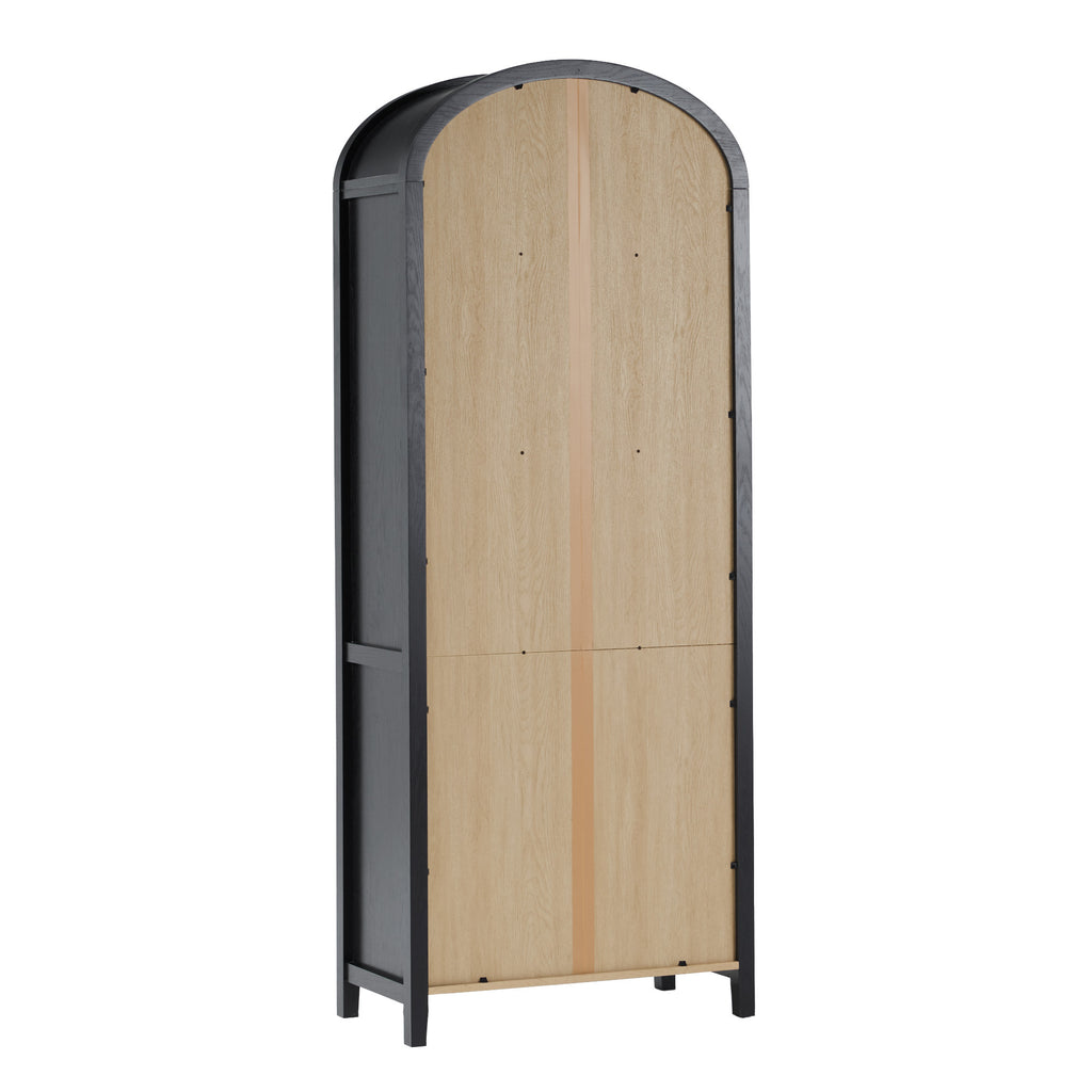 Modern 3 Shelf Open Arched Bookcase Cabinet Oak/Black - Groovy Boardz