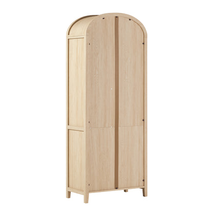 Modern 3 Shelf Open Arched Bookcase Cabinet Oak/Black - Groovy Boardz