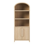 Modern 3 Shelf Open Arched Bookcase Cabinet Oak/Black - Groovy Boardz