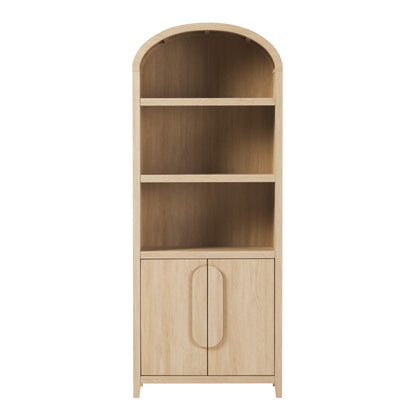 Modern 3 Shelf Open Arched Bookcase Cabinet Oak/Black - Groovy Boardz