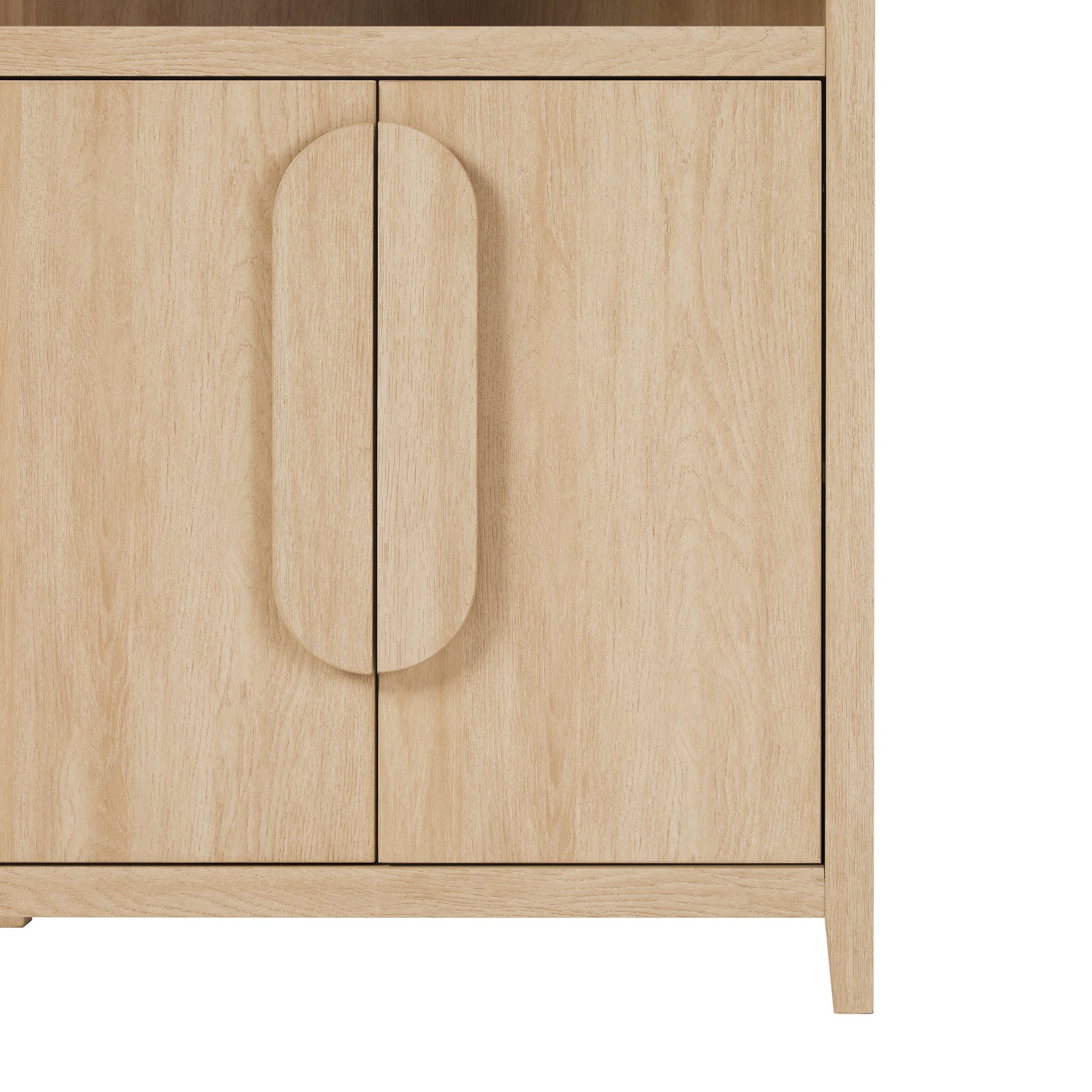 Modern 3 Shelf Open Arched Bookcase Cabinet Oak/Black - Groovy Boardz