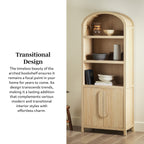 Modern 3 Shelf Open Arched Bookcase Cabinet Oak/Black - Groovy Boardz