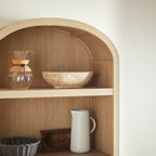 Modern 3 Shelf Open Arched Bookcase Cabinet Oak/Black - Groovy Boardz