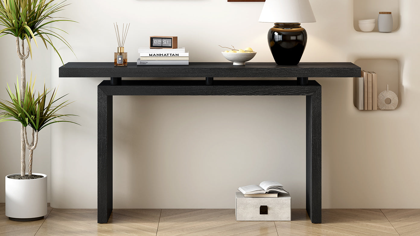 U_STYLE Uniquely Designed Ash Veneer Console Table, Modern Simple Style, Featuring Clever Tabletop Design, Suitable for Entryway, Hallway, Living Room, Foyer