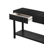 U_STYLE Ash Veneer Modern Style Console Table, Striped Design, Suitable for Entryway, Corridor, Foyer, Living Room, Study