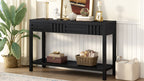 U_STYLE Ash Veneer Modern Style Console Table, Striped Design, Suitable for Entryway, Corridor, Foyer, Living Room, Study