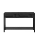 U_STYLE Ash Veneer Modern Style Console Table, Striped Design, Suitable for Entryway, Corridor, Foyer, Living Room, Study