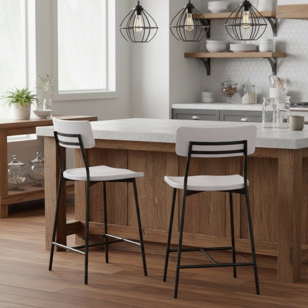 Badin Wood and Metal Modern Counter Stool