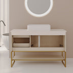 47.2' Modern Bathroom Vanity with Ceramic Vessel Sink, Gold Accent Free Standing Cabinet Bathroom Vanity
