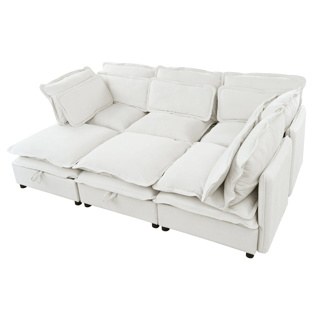 U_Style Double-Layer Cushion Modern Large U-Shaped Modular Sofa, Freely Combinable 6-Seater with Storage Function, Convertible to Sofa Bed, Perfect for Living Rooms, Offices, and Apartments