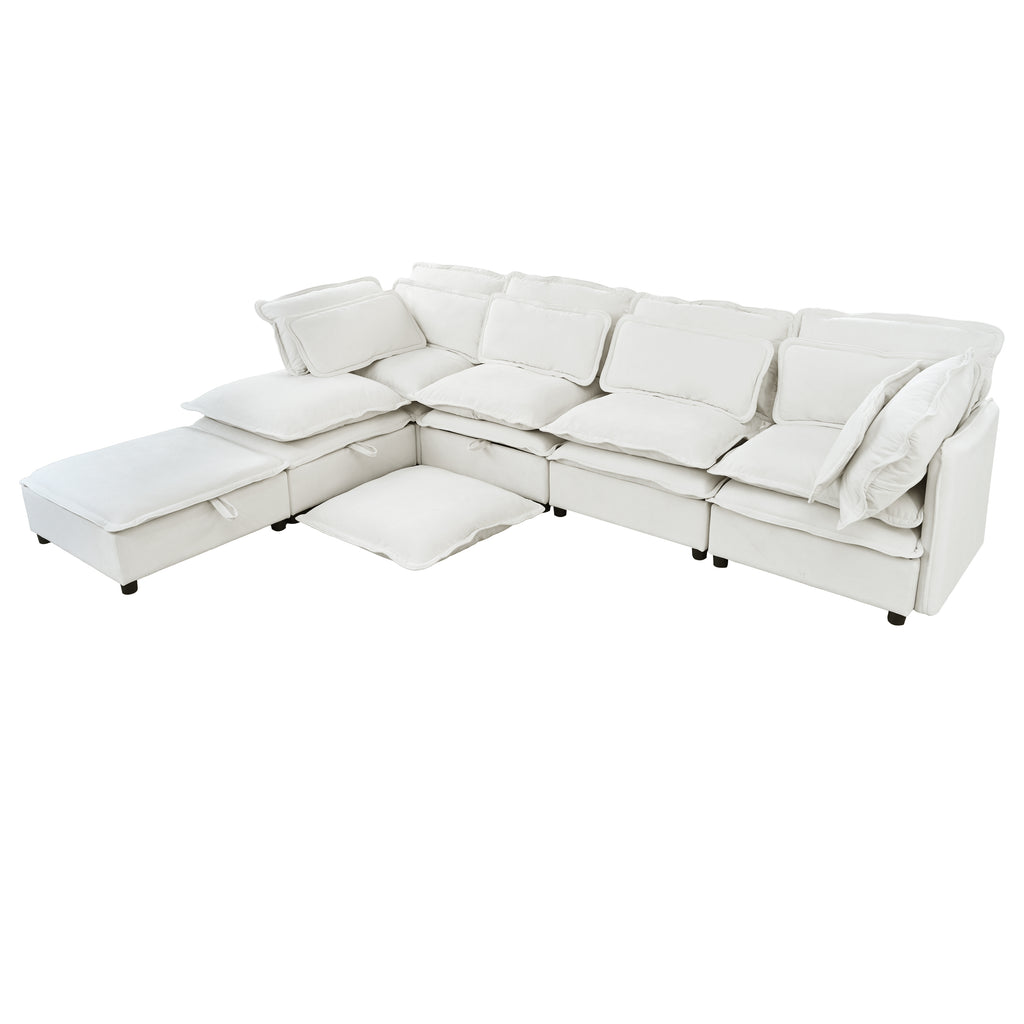 U_Style Double-Layer Cushion Modern Large U-Shaped Modular Sofa, Freely Combinable 6-Seater with Storage Function, Convertible to Sofa Bed, Perfect for Living Rooms, Offices, and Apartments