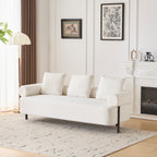 78' Modern 3-Seater Beige Upholstered Sofa, Oversized Comfy Couch with 3 Plush Pillows for Living Room, Bedroom, Apartment