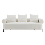78' Modern 3-Seater Beige Upholstered Sofa, Oversized Comfy Couch with 3 Plush Pillows for Living Room, Bedroom, Apartment