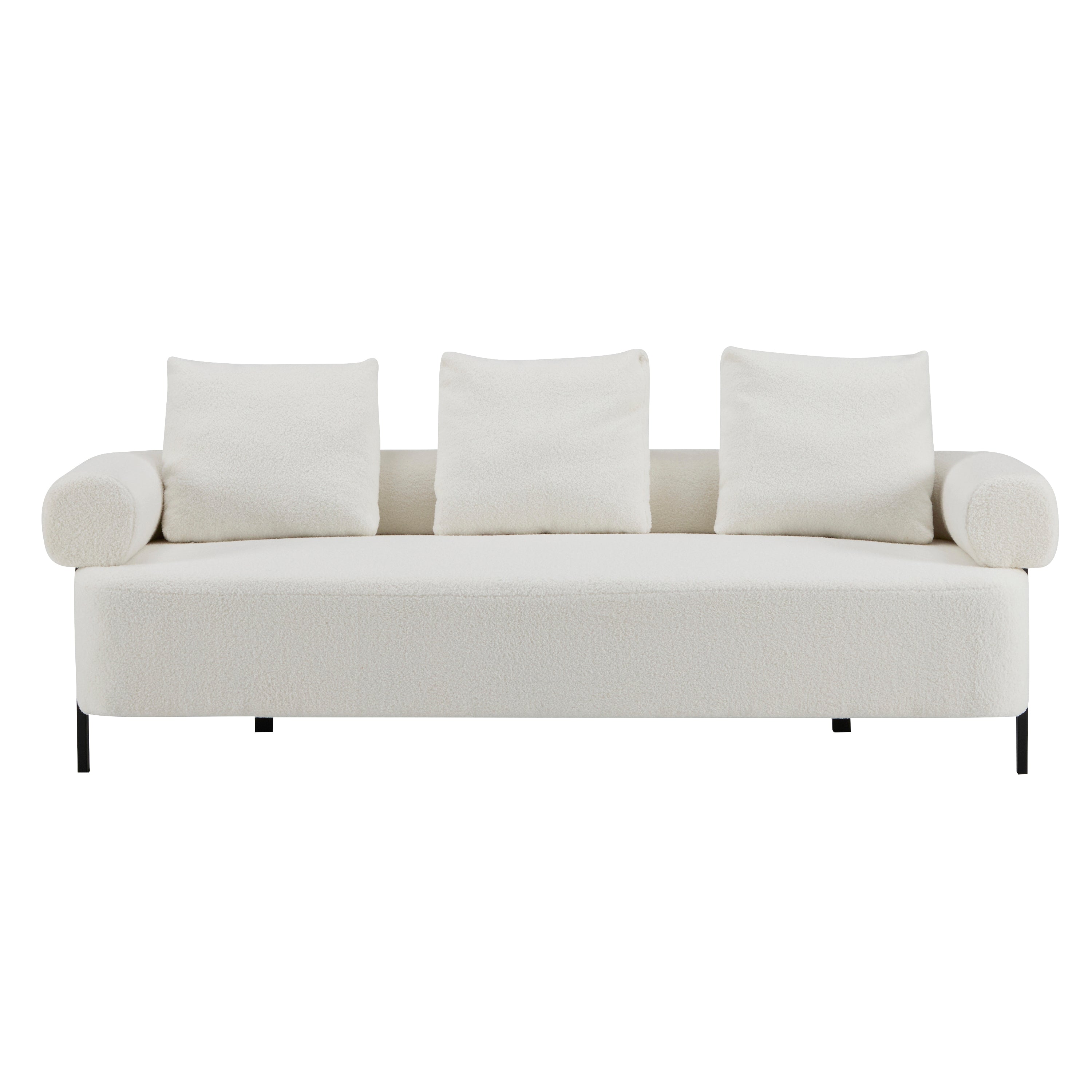 78' Modern 3-Seater Beige Upholstered Sofa, Oversized Comfy Couch with 3 Plush Pillows for Living Room, Bedroom, Apartment