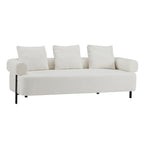 78' Modern 3-Seater Beige Upholstered Sofa, Oversized Comfy Couch with 3 Plush Pillows for Living Room, Bedroom, Apartment