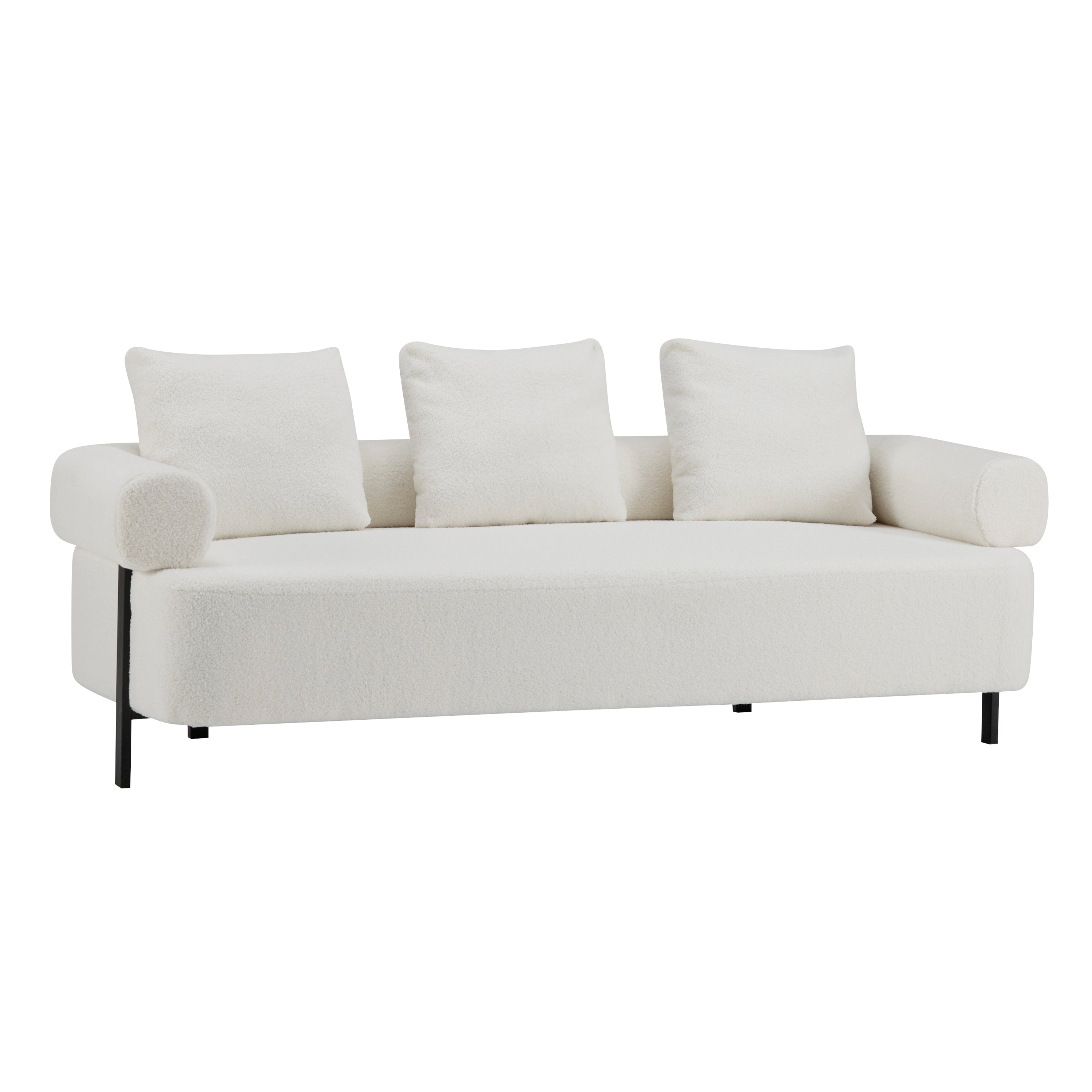 78' Modern 3-Seater Beige Upholstered Sofa, Oversized Comfy Couch with 3 Plush Pillows for Living Room, Bedroom, Apartment