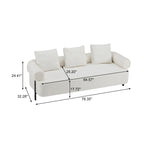 78' Modern 3-Seater Beige Upholstered Sofa, Oversized Comfy Couch with 3 Plush Pillows for Living Room, Bedroom, Apartment