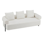 78' Modern 3-Seater Beige Upholstered Sofa, Oversized Comfy Couch with 3 Plush Pillows for Living Room, Bedroom, Apartment