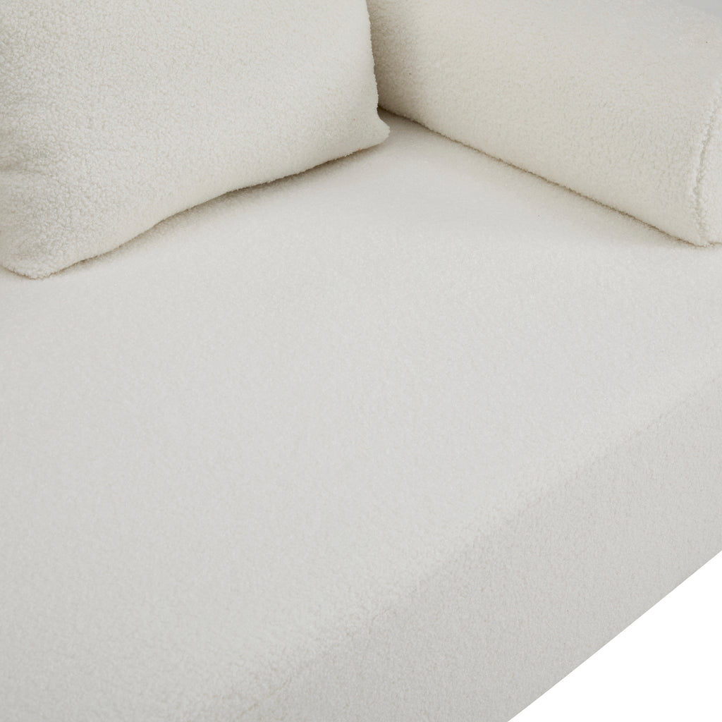 78' Modern 3-Seater Beige Upholstered Sofa, Oversized Comfy Couch with 3 Plush Pillows for Living Room, Bedroom, Apartment