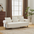 78' Modern 3-Seater Beige Upholstered Sofa, Oversized Comfy Couch with 3 Plush Pillows for Living Room, Bedroom, Apartment