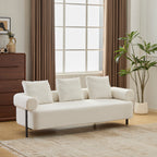 78' Modern 3-Seater Beige Upholstered Sofa, Oversized Comfy Couch with 3 Plush Pillows for Living Room, Bedroom, Apartment
