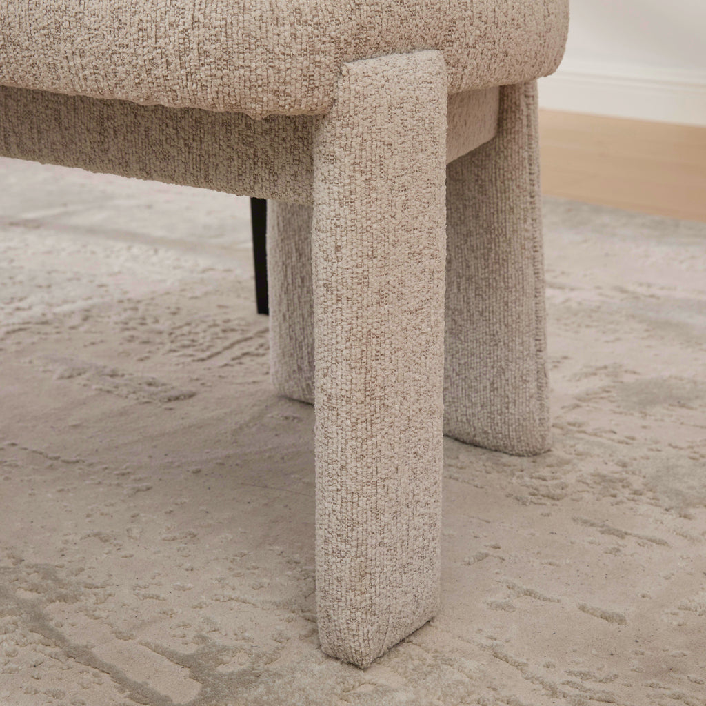 Modern Beige Chenille Dining Chair Set of 2 with Rubberwood Legs, Armless Curved Back Accent Chairs for Living Room Bedroom Restaurant Cafes Dining Room Reception, 22.05' Wide Dining Chair