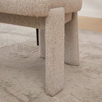 Modern Beige Chenille Dining Chair Set of 2 with Rubberwood Legs, Armless Curved Back Accent Chairs for Living Room Bedroom Restaurant Cafes Dining Room Reception, 22.05' Wide Dining Chair