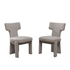 Modern Beige Chenille Dining Chair Set of 2 with Rubberwood Legs, Armless Curved Back Accent Chairs for Living Room Bedroom Restaurant Cafes Dining Room Reception, 22.05' Wide Dining Chair