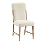 Modern Comfortable Dining Side Chairs Set of 2pc Plush Beige Chenille Upholstered Seat and Back Wooden Furniture