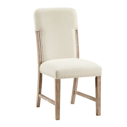 Modern Comfortable Dining Side Chairs Set of 2pc Plush Beige Chenille Upholstered Seat and Back Wooden Furniture