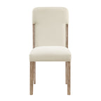Modern Comfortable Dining Side Chairs Set of 2pc Plush Beige Chenille Upholstered Seat and Back Wooden Furniture