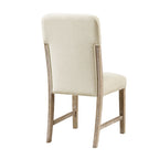 Modern Comfortable Dining Side Chairs Set of 2pc Plush Beige Chenille Upholstered Seat and Back Wooden Furniture