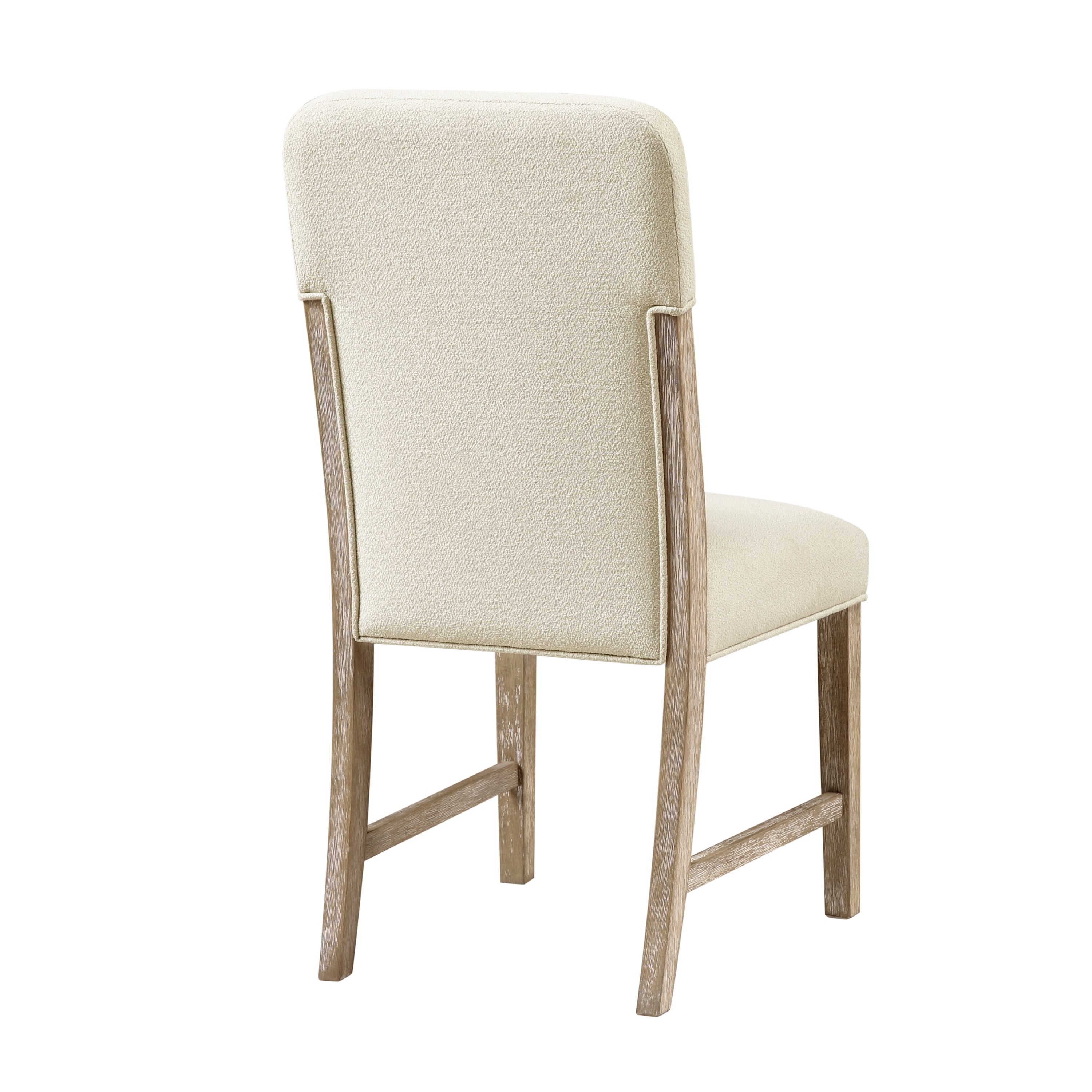 Modern Comfortable Dining Side Chairs Set of 2pc Plush Beige Chenille Upholstered Seat and Back Wooden Furniture