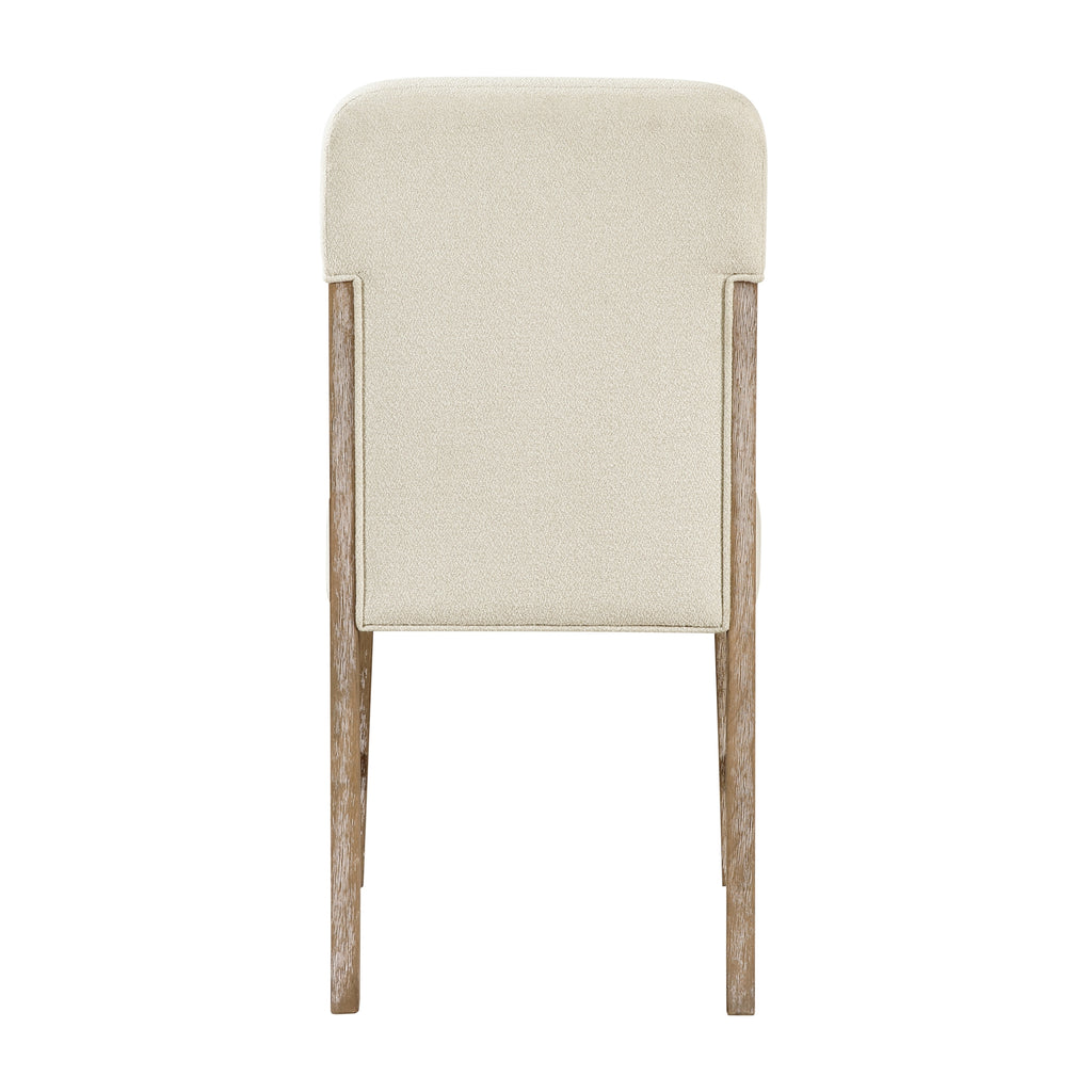 Modern Comfortable Dining Side Chairs Set of 2pc Plush Beige Chenille Upholstered Seat and Back Wooden Furniture