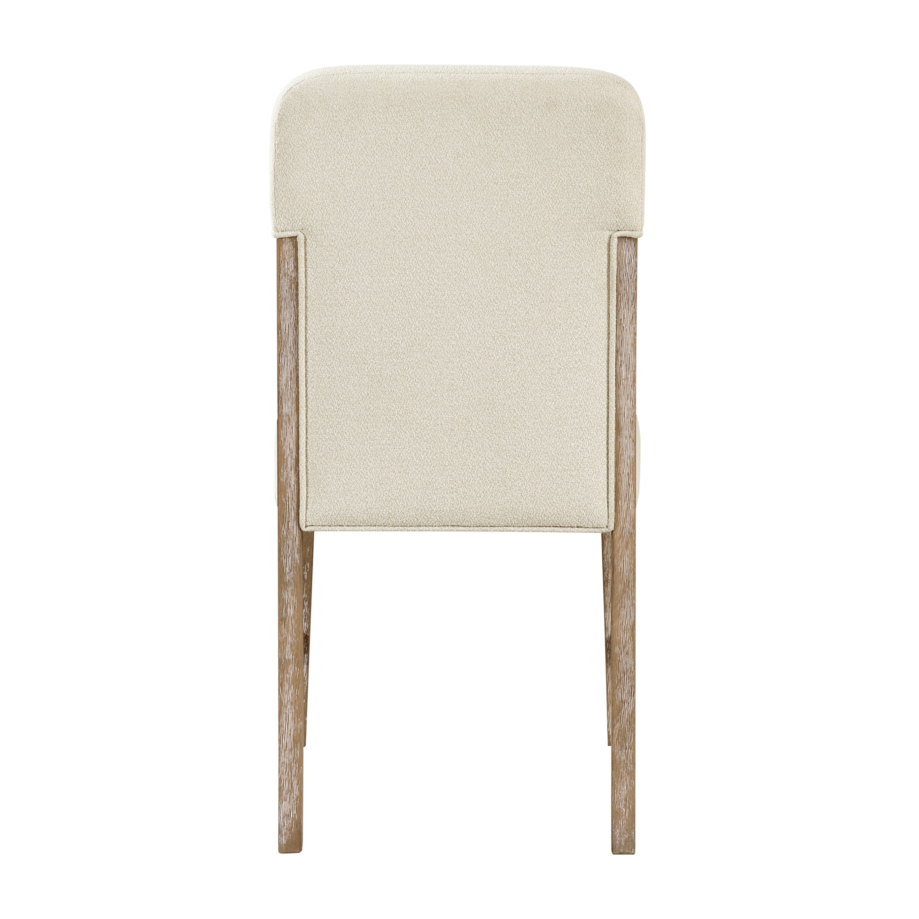 Modern Comfortable Dining Side Chairs Set of 2pc Plush Beige Chenille Upholstered Seat and Back Wooden Furniture