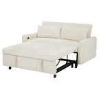 57.48 Pull-out Sofa Bed Convertible Couch 2 Seat Loveseat Sofa Modern Sleeper Sofa with Two Throw Pillows and USB Ports for Living Room, Beige(Old Sku:WF317760AAA)