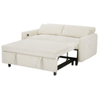 57.48 Pull-out Sofa Bed Convertible Couch 2 Seat Loveseat Sofa Modern Sleeper Sofa with Two Throw Pillows and USB Ports for Living Room, Beige(Old Sku:WF317760AAA)
