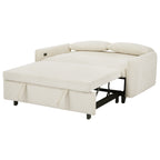 57.48 Pull-out Sofa Bed Convertible Couch 2 Seat Loveseat Sofa Modern Sleeper Sofa with Two Throw Pillows and USB Ports for Living Room, Beige(Old Sku:WF317760AAA)