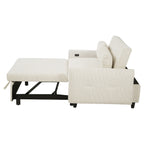 57.48 Pull-out Sofa Bed Convertible Couch 2 Seat Loveseat Sofa Modern Sleeper Sofa with Two Throw Pillows and USB Ports for Living Room, Beige(Old Sku:WF317760AAA)