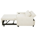 57.48 Pull-out Sofa Bed Convertible Couch 2 Seat Loveseat Sofa Modern Sleeper Sofa with Two Throw Pillows and USB Ports for Living Room, Beige(Old Sku:WF317760AAA)