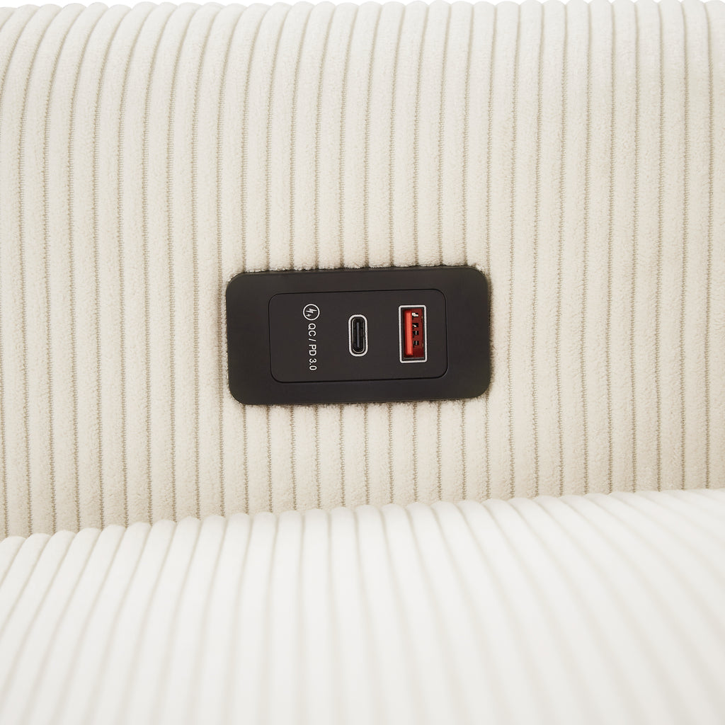 57.48 Pull-out Sofa Bed Convertible Couch 2 Seat Loveseat Sofa Modern Sleeper Sofa with Two Throw Pillows and USB Ports for Living Room, Beige(Old Sku:WF317760AAA)