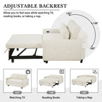 57.48 Pull-out Sofa Bed Convertible Couch 2 Seat Loveseat Sofa Modern Sleeper Sofa with Two Throw Pillows and USB Ports for Living Room, Beige(Old Sku:WF317760AAA)