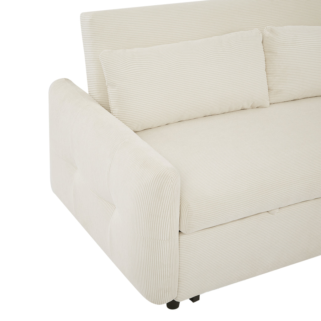 57.48 Pull-out Sofa Bed Convertible Couch 2 Seat Loveseat Sofa Modern Sleeper Sofa with Two Throw Pillows and USB Ports for Living Room, Beige(Old Sku:WF317760AAA)