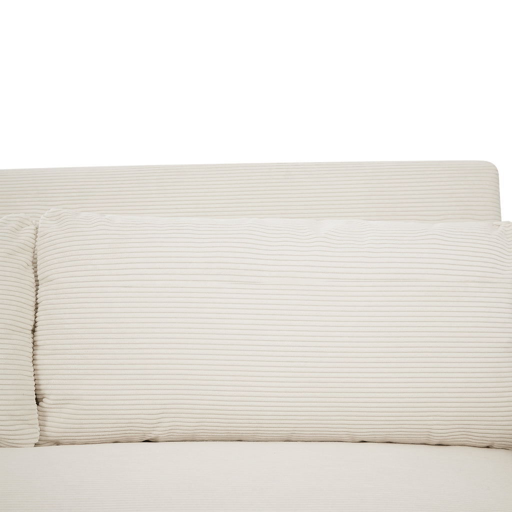 57.48 Pull-out Sofa Bed Convertible Couch 2 Seat Loveseat Sofa Modern Sleeper Sofa with Two Throw Pillows and USB Ports for Living Room, Beige(Old Sku:WF317760AAA)