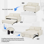 57.48 Pull-out Sofa Bed Convertible Couch 2 Seat Loveseat Sofa Modern Sleeper Sofa with Two Throw Pillows and USB Ports for Living Room, Beige(Old Sku:WF317760AAA)